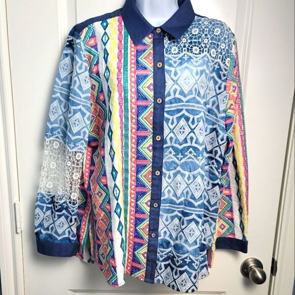 JOHN + MARK Multi Pattern Button Down - Picture 1 of 16